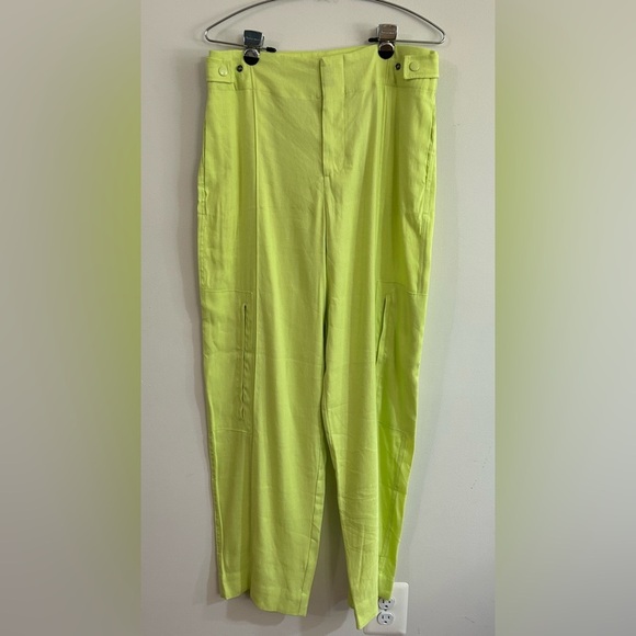 Jason Wu Pants - JASON WU Medium lime green trouser pants WV9059-300-6pa parachute style 80s y2k